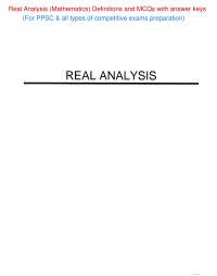 Real Analysis (Mathematics) Definitions and MCQs with answer keys For PPSC & all types of