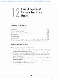 Applied Econometrics (Limited Dependent Variable Regression Models)