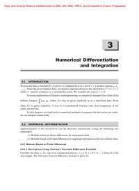 Numerical Differentiation and Integration Easy and Unique Notes of Mathematics