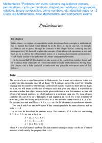 Mathematics Preliminiries (sets, subsets, relations, binary composition, prime numbers