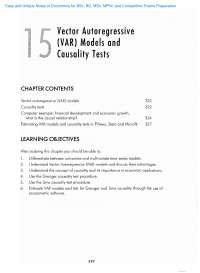 Vector Autoregressive (VAR) Models and Causality Tests