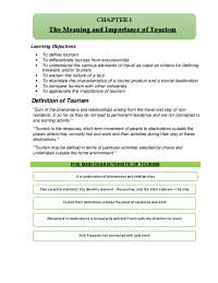 MEANING AND IMPORTANCE OF TOURISM / HISTORY OF TOURISM