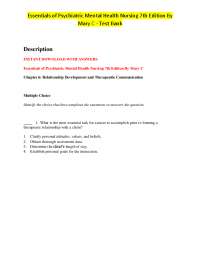 Essentials of Psychiatric Mental Health Nursing 7th Edition By Mary C - Test Bank