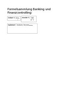 Mitschrift zu Banking und Finanzcontrolling