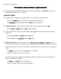Pronoun-Antecedent Agreement: Exercises and Rules for AP Language