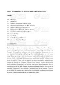Unit 1 Introduction to the Philosophy of Human Person