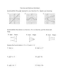 Functions and Relations Worksheet: Identifying Functions and Evaluating Their Values