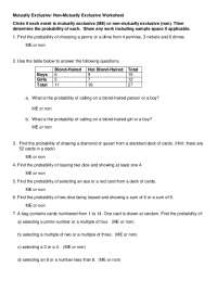 Non-Mutually Exclusive Worksheet