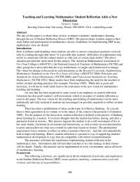 Math Learning Enhanced: Student Reflection & Class Interaction