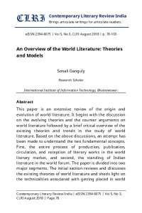 An Overview of the World Literature: Theories and Models