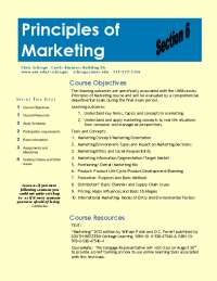 Principles of Marketing Course Syllabus: UNIBusiness