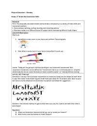 Monday Grade: 1st Grade Non-Locomotor Skills Standard