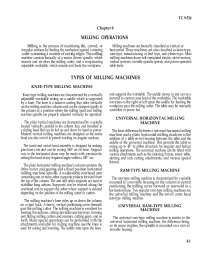 MILLING OPERATIONS TYPES OF MILLING MACHINES