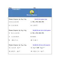 Name: Date: - WORKSHEET : Fibonacci Sequences