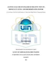 AN ITEM ANALYSIS OF ENGLISH SUMMATIVE TEST ON ...