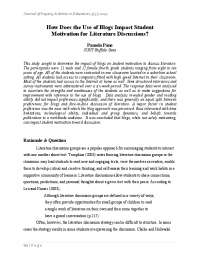 Impact of Blogs on Student Motivation for Literature Discussions: A Comparative Study
