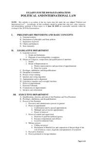 Bar Examinations 2019: Political and International Law Syllabus