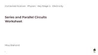 Series and Parallel Circuits Worksheet