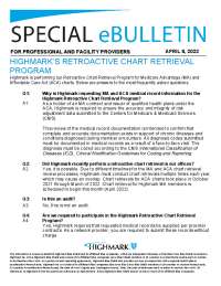 Highmark Blue Shield's Retro Chart Retrieval: FAQs for Medicare & ACA