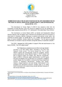 CHR's Position on the Anti-Discrimination Bill based on SOGIE: Support and Importance