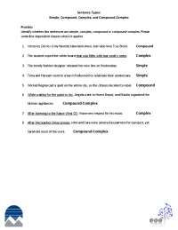 Sentence Types Answer Key.pdf | Study notes World Music | Docsity