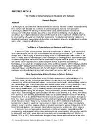 REFEREED ARTICLE The Effects of Cyberbullying on ...