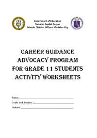 Career Guidance Advocacy Program FOR Grade 11 ...