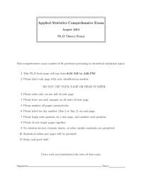 Applied Statistics Comprehensive Exam: Theory Questions from 2013 to 2017