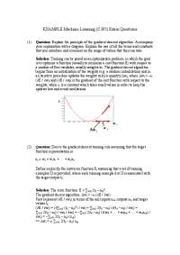 EXAMPLE Machine Learning (C395) Exam Questions