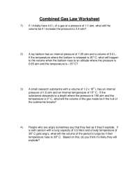 Combined Gas Law Worksheet: Calculating Gas Volume Changes