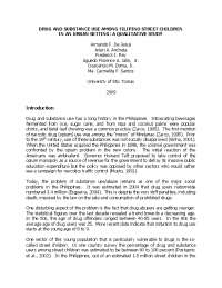 drug and substance use among filipino street children