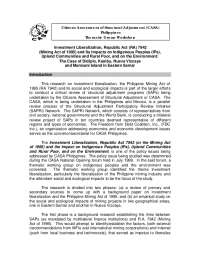 Investment Liberalization, Republic Act (RA) 7942 (Mining Act ...
