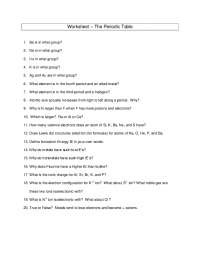 Periodic Table Worksheet: Answers and Explanations