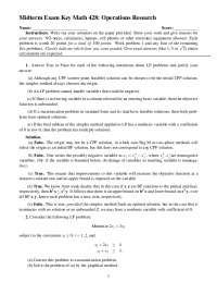 Midterm Exam Key Math 428: Operations Research