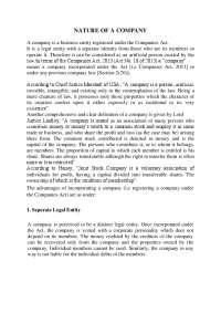 Understanding the Legal Nature and Advantages of a Company