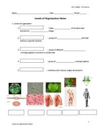 Levels of Organization Notes