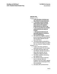 Skills for Success Unit 3 Student Book Answer Key