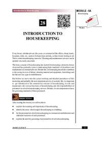 INTRODUCTION TO HOUSEKEEPING