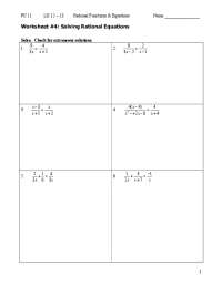 Worksheet #4: Solving Rational Equations | Summaries Algebra | Docsity