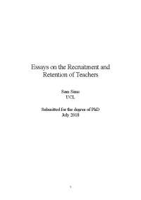 The Impact of Teacher Quality and Working Conditions on Retention: A Research Thesis