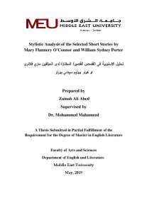 Stylistic Analysis of the Selected Short Stories by