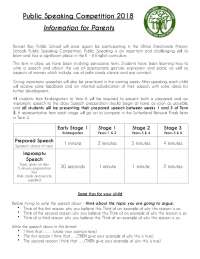 Public Speaking Competition: Guidelines for Parents