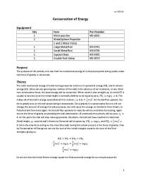 Conservation of Mechanical Energy Lab: A Physics Experiment