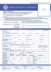 Application for Admission to Graduate Studies at Loyola Schools