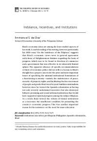 Indolence, incentives, and institutions