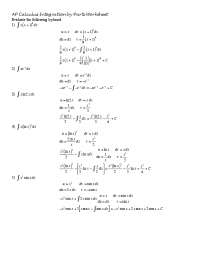 Ap calculus integration by parts worksheet key.pdf | Study notes ...