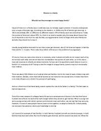 Divorce: Causes, Consequences, and Prevention