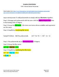 Accuplacer Study Modules: Adding and Subtracting Polynomials