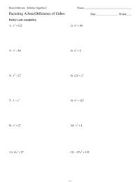 Factoring A Sum+Difference of Cubes