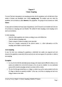 Chapter 9 Cluster Sampling Area sampling Examples: